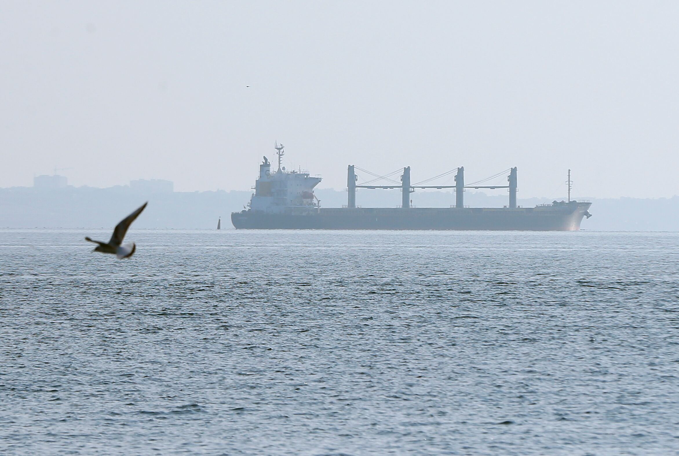 Un buque de carga de maíz sale del puerto de Odesa, Ucrania