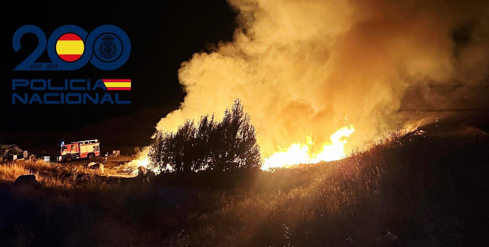 Incendio en el CTR de Urraca-Miguel./Policía Nacional