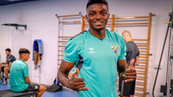 Moussa en un entrenamiento del Málaga