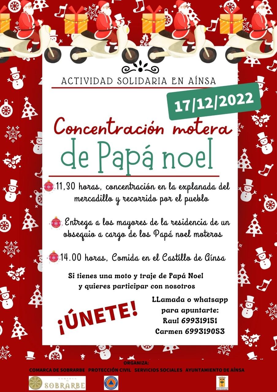 Cartel Papa Noel Motero Sobrarbe