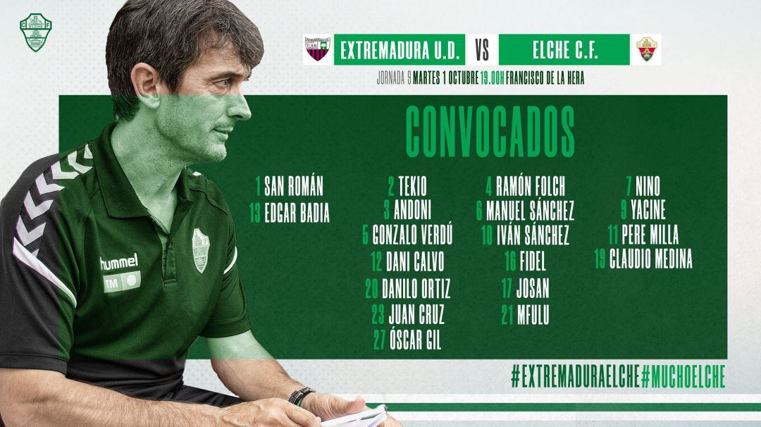 Convocatoria de Pacheta para la cita en Extremadura