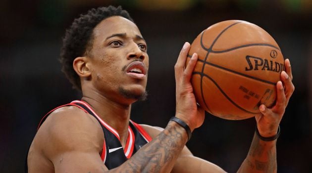 DeMar Derozan, justo antes de lanzar un tiro libre