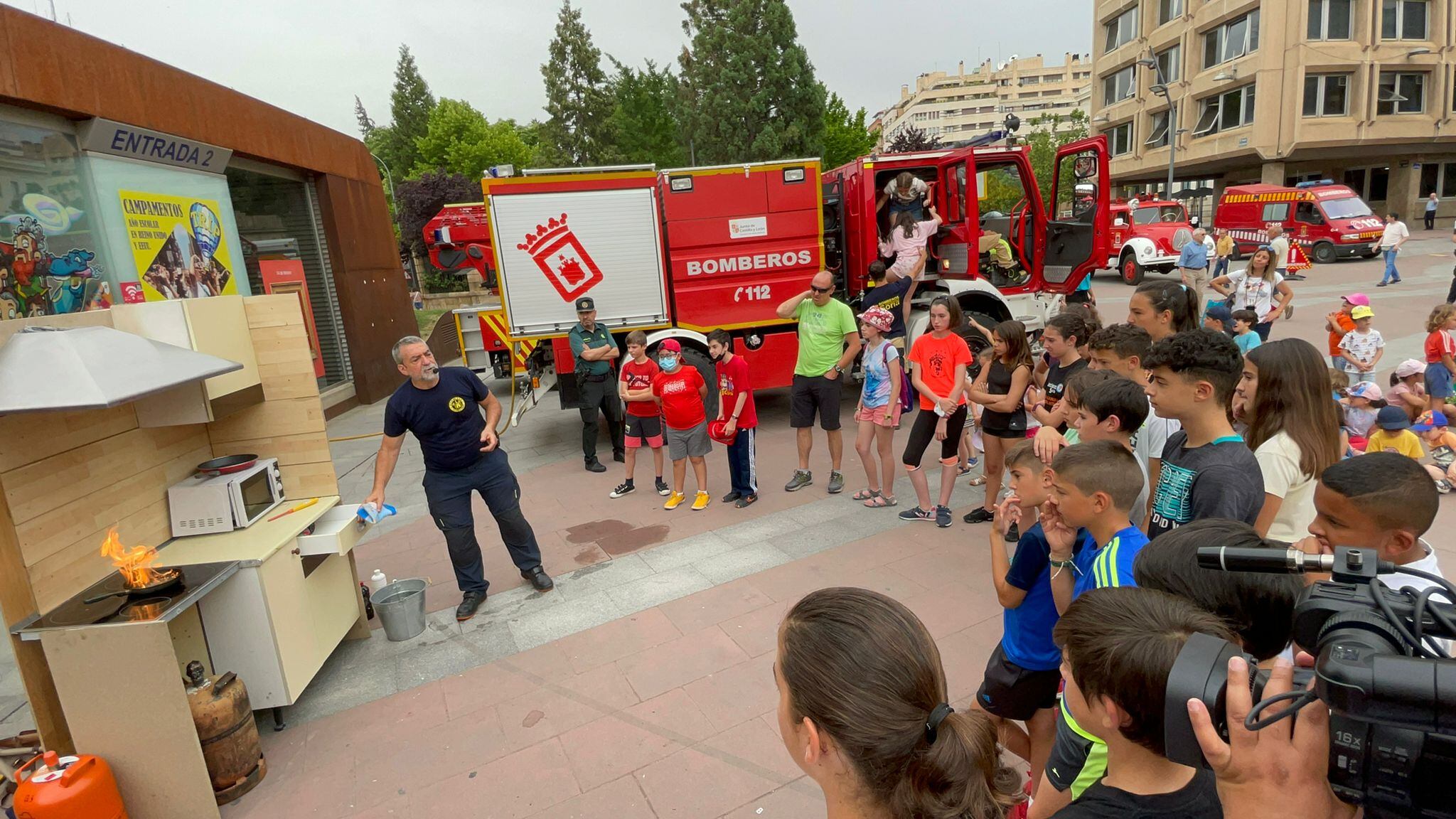 Los bomberos de Soria, durante la reciente Semana de la Prevención.