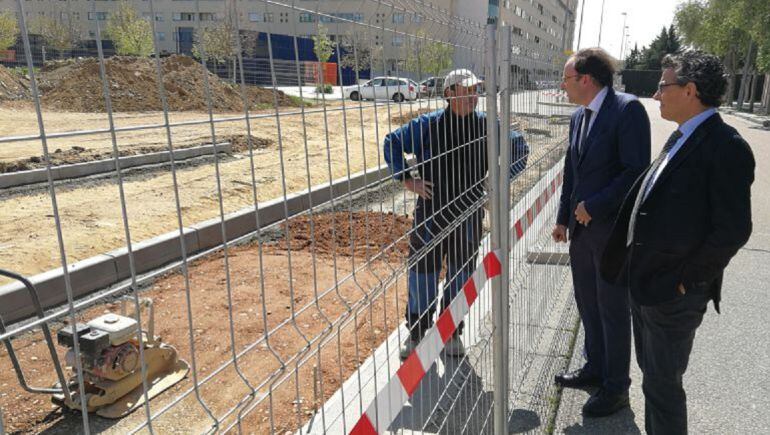 Imagen de archivo de las obras de construcción de la pista de baloncesto