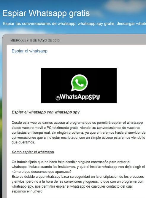 Imagen de WhatsappSPY, el inexistente programa que supuestamente permitía el acceso a las conversaciones privadas de &#039;Whatssapp&#039;