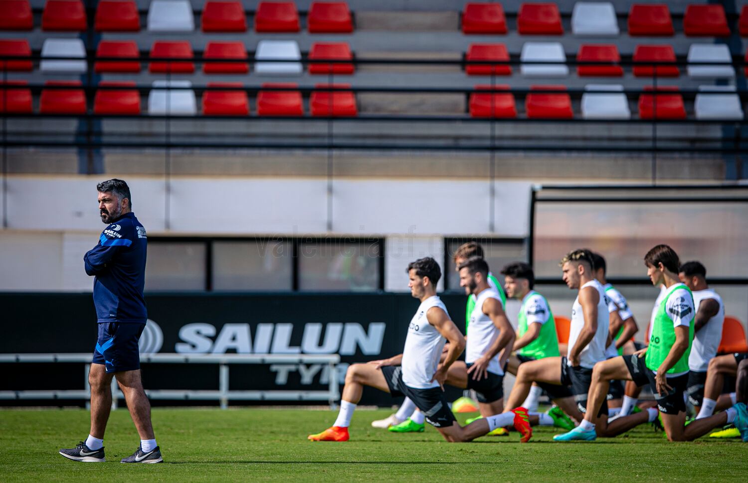 Gattuso y su equipo, en un entrenamiento.