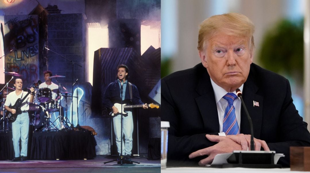 A la izquierda, el dúo británico Tears for Fears. A la derecha, Donald Trump. 