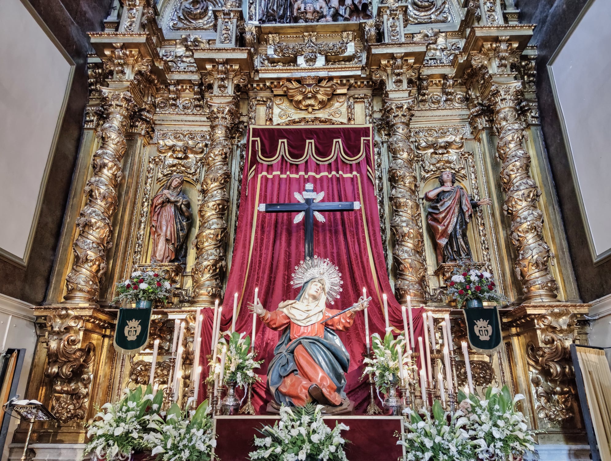 Our Lady of the True Cross or Sorrowful of the True Cross, work of Gregorio Fernández 1623 in front of the main altar of the church of Santa Vera Cruz in Valladolid