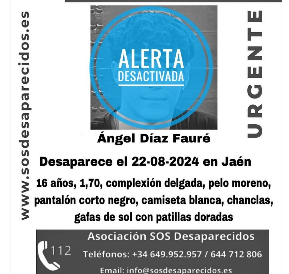 Alerta desactivada tras aparecer el joven en buen estado.