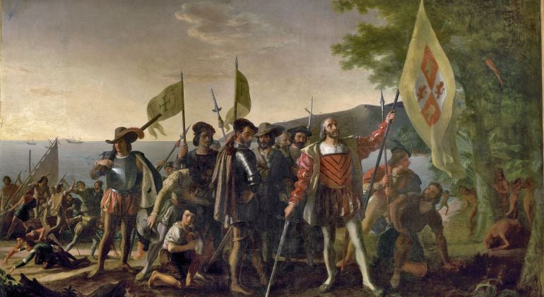 &#039;El desembarco de Colón&#039;, una obra pictórica que se encuentra en El Capitolio de los Estados Unidos en Washington.