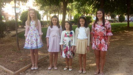 Las cinco candidatas a Fallera Mayor Infantil de Dénia.