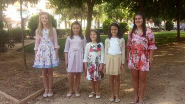 Las cinco candidatas a Fallera Mayor Infantil de Dénia.
