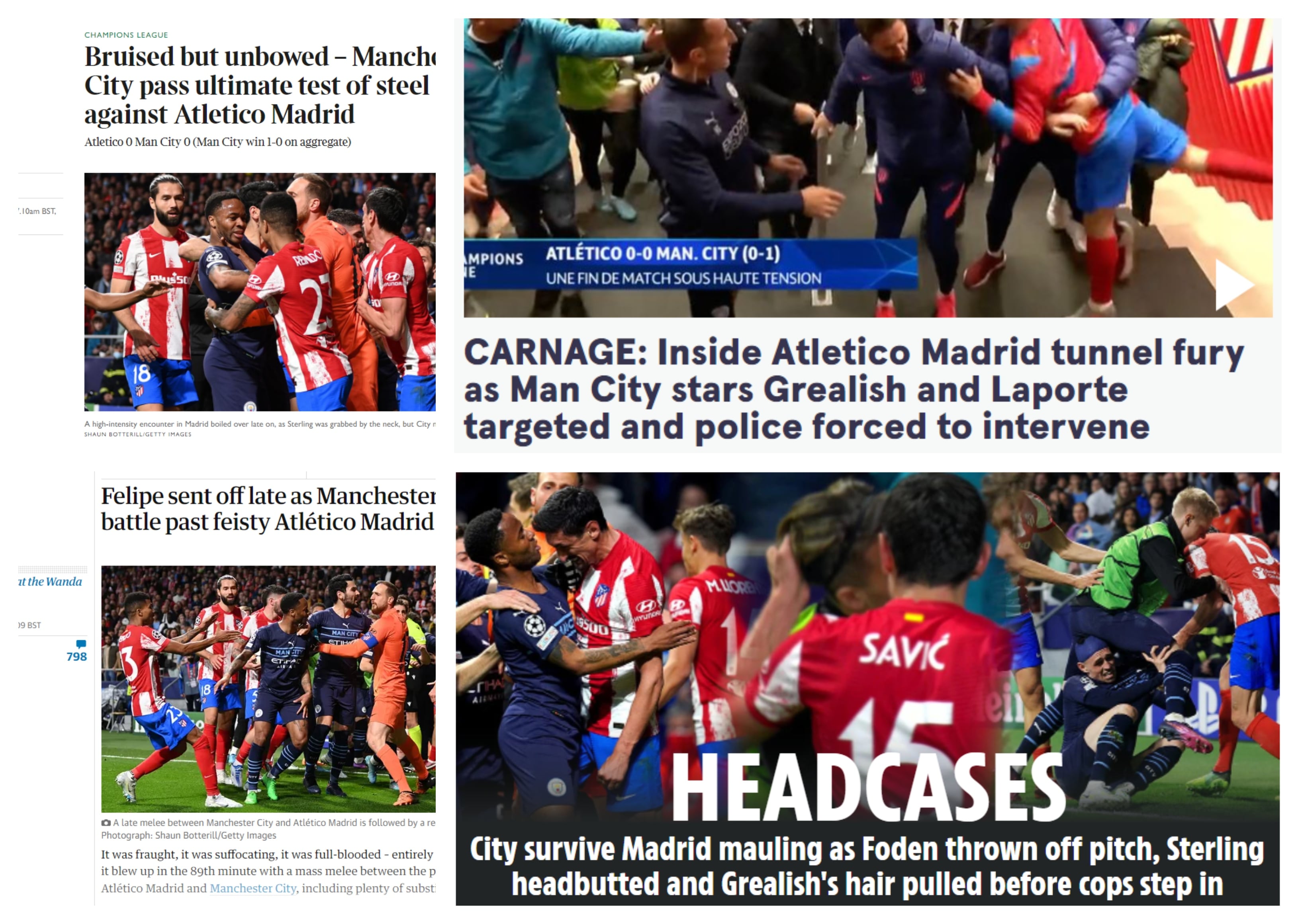 Portadas de medios ingleses tras el Atlético-Manchester City