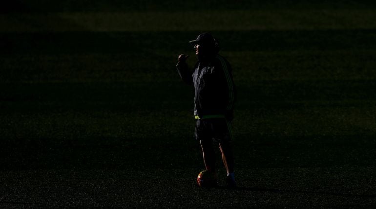 Benítez, durante un entrenamiento del Real Madrid