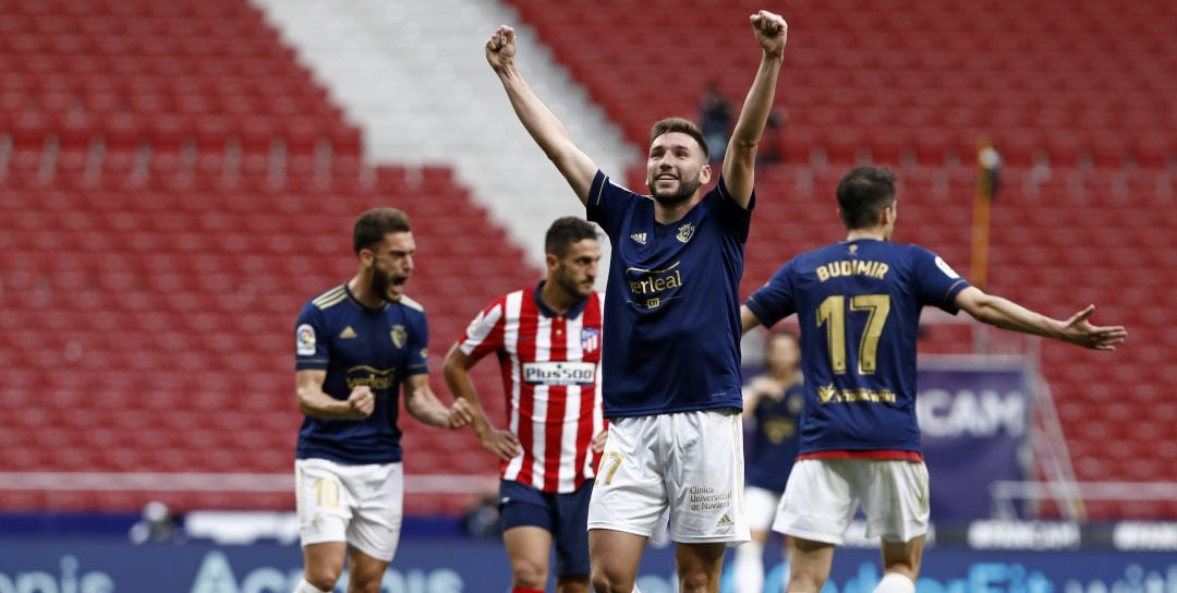 Jon Moncayola of Osasuna celebrates a goal during the Liga Santander match between Atletico de Madrid and Osasuna at Wanda Metropolitano Stadium in Madrid, Spain