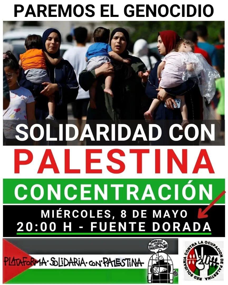 Cartel de la convocatoria en apoyo al pueblo palestino en Valladolid