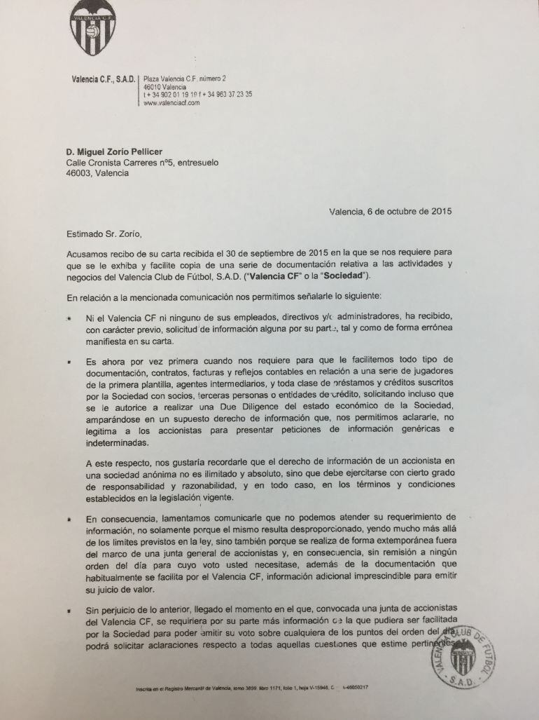 VCF responde a Zorío