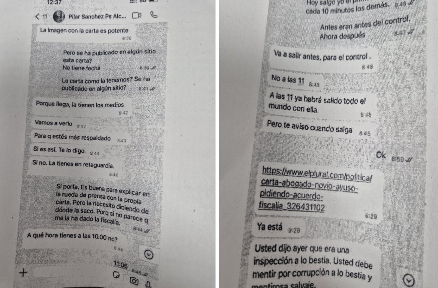 Los mensajes de WhatsApp que intercambiaron Sánchez Acera y Juan Lobato