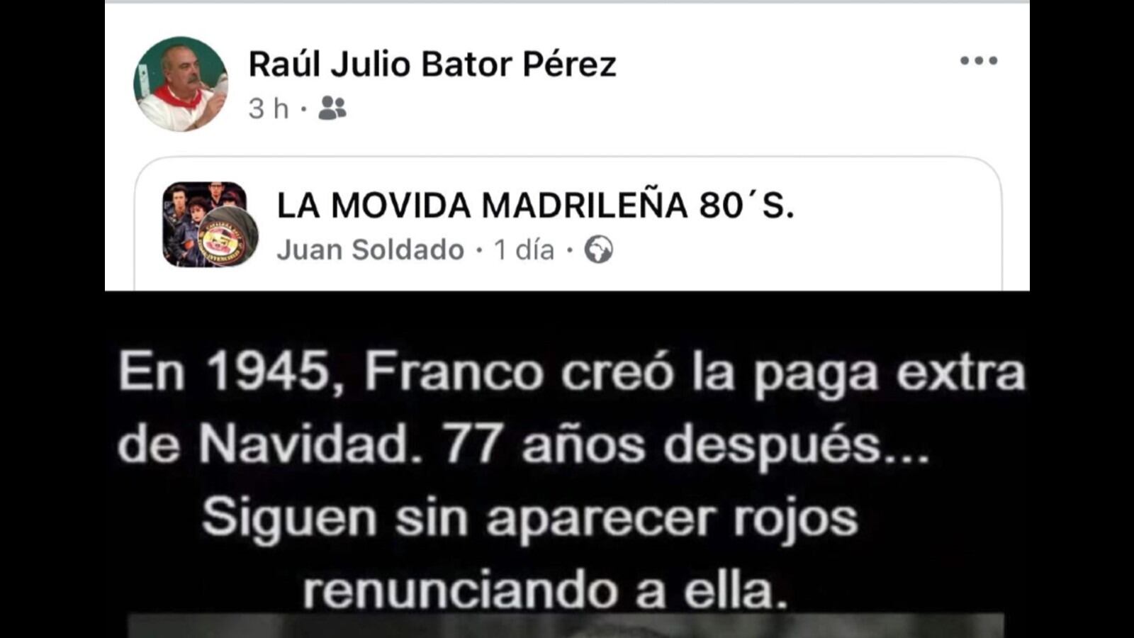 La publicación que ha compartido en redes sociales Raúl Julio Bator, exalcalde de Berrioplano y actual portavoz de UPN en la localidad