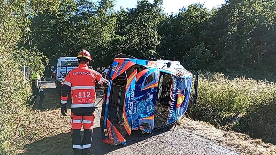 Susto en los test del Rallye de Ourense