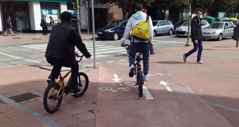 Ciclistas en una de las &#039;aceras bici&#039; de Alcalá de Henares