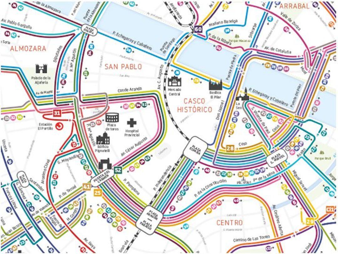 Nuevo plano de buses que podrá verse en las marquesinas
