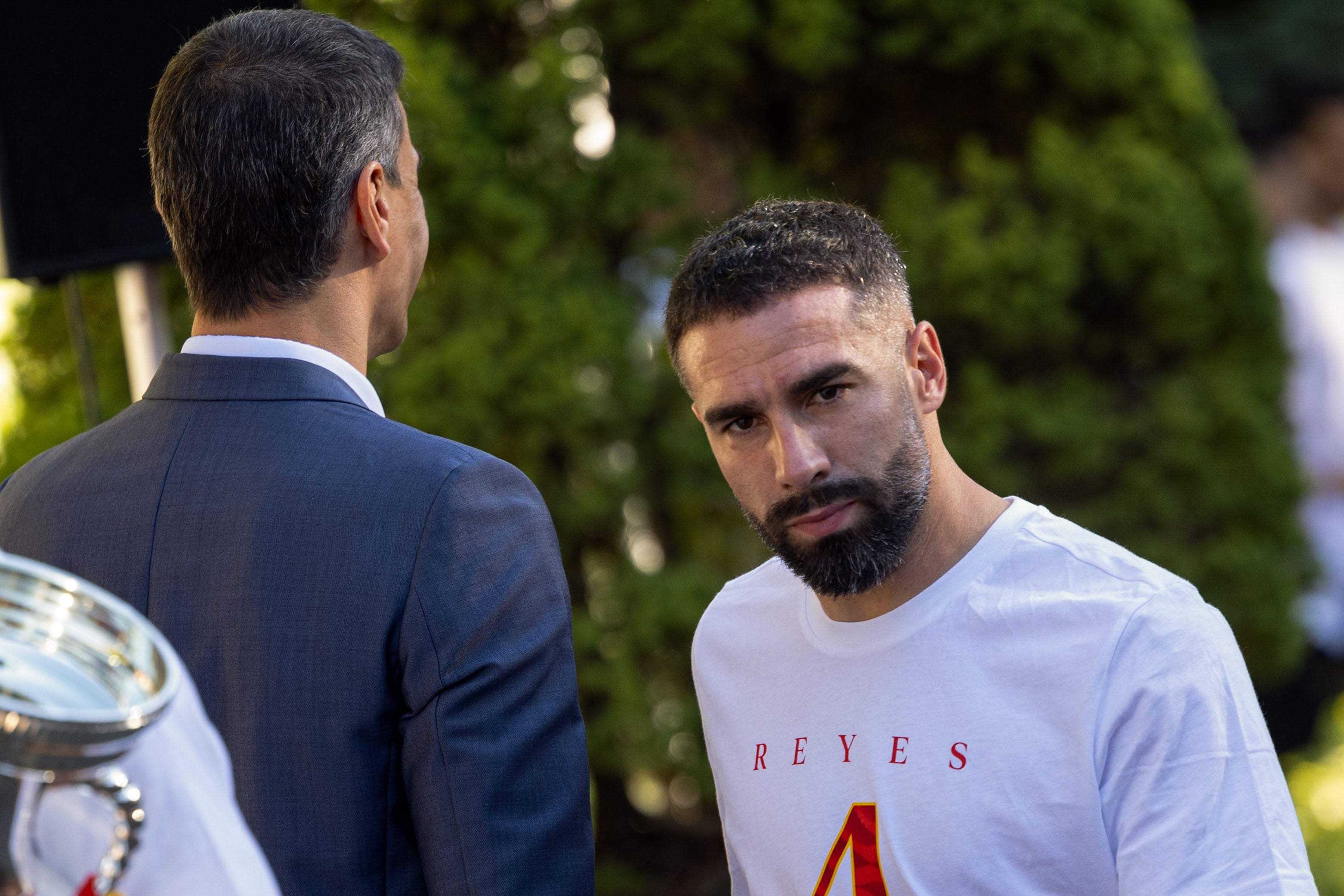 Dani Carvajal en la recepción en el Palacio de Moncloa, en Madrid, tras ganar la Eurocopa con España