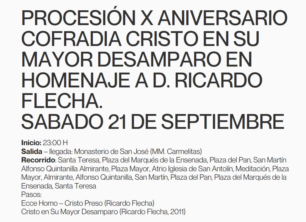 Actos procesionales del viernes 20 al domingo 22 de septiembre