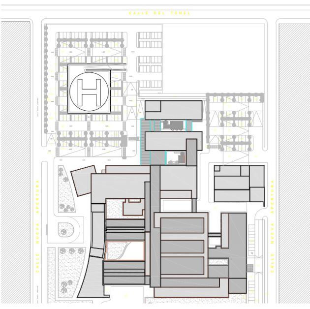 Plano de las instalaciones del Hospital de Valdepeñas (Ciudad Real)