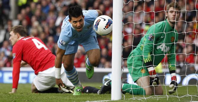 El argentino ha dado la victoria a su equipo en los instantes finales del duelo de la Premier entre el United y el City.