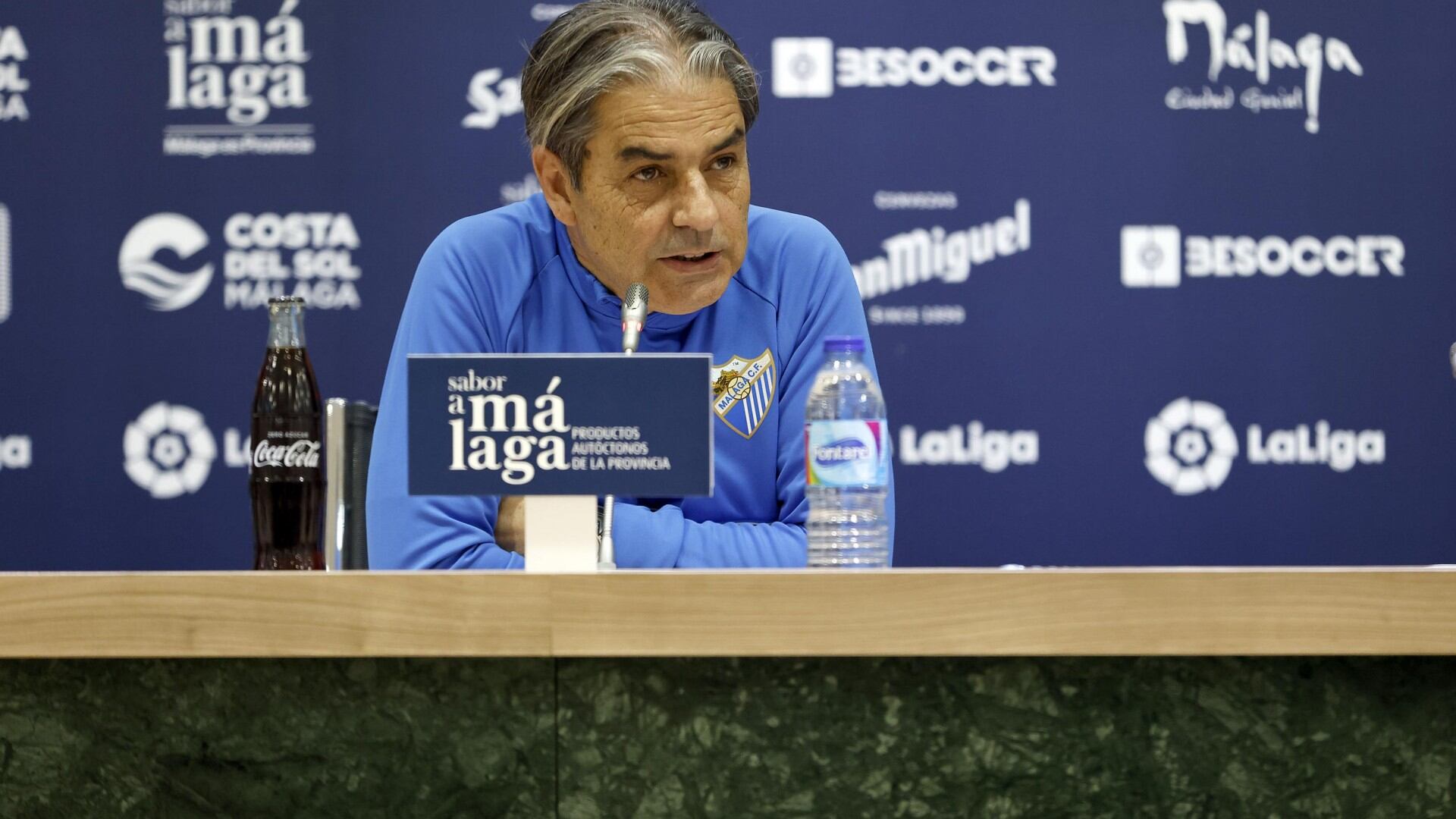 Natxo González, en la sala de prensa de La Rosaleda