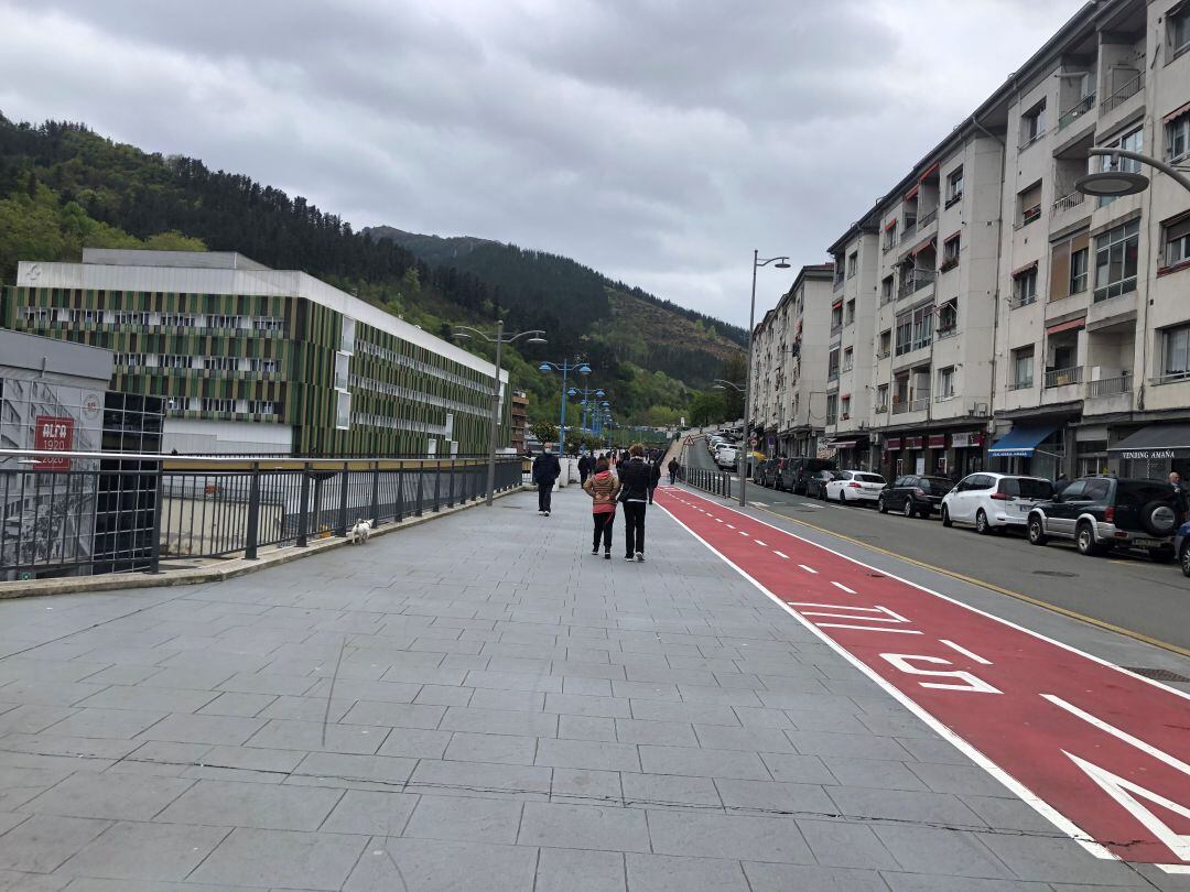 Imagen del &#039;paseo de Amaña&#039; con el hospital de Eibar al fondo