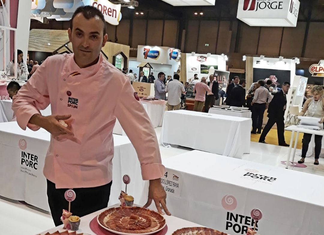 Fernando López, en el concurso de cortadores de jamón