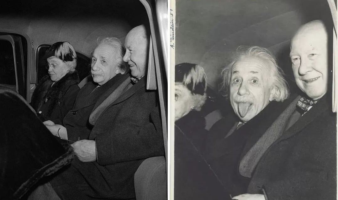 Albert Einstein y el momento antes de su histórica foto con la lengua fuera