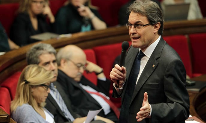 El presidente de la Generalitat, Artur Mas, durante una de sus intervenciones en la sesión de control al gobierno catalán del Parlament de Catalunya