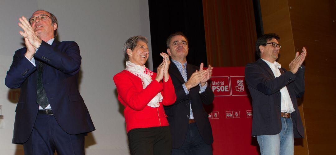 Ángel Gabilondo, Lydia Martínez, José Manuel Franco y Rubén Moris en el acto de presentación de la candidata en Tres Cantos