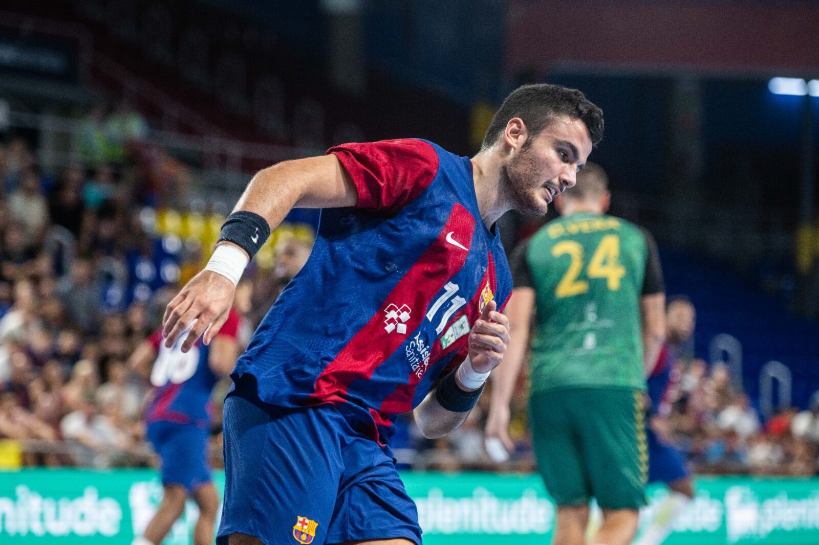 Jaime Gallego, jugando con el Barça.