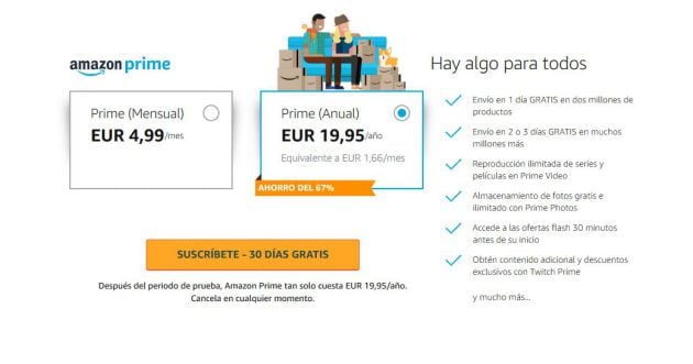 Amazon presenta Prime mensual.