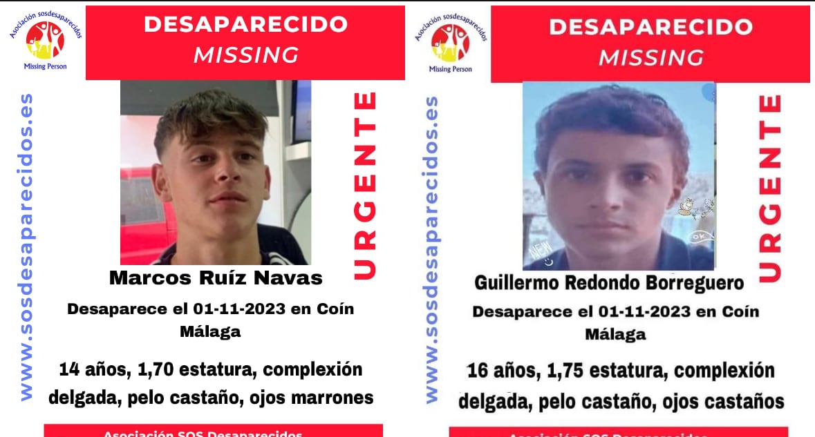 Los dos menores desaparecidos en Coín (Málaga)