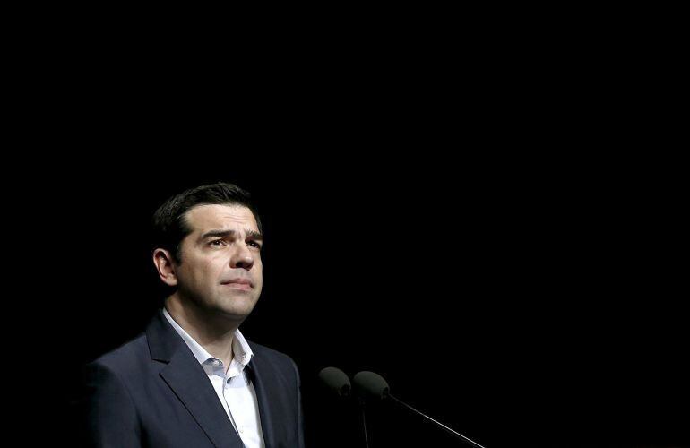 Greek Prime Minister Alexis Tsipras looks on during his speech at the annual conference of the Hellenic Federation of Enterprises in Athens, Greece in this May 18, 2015 file photo. Tsipras has presided over a near-death experience for the Greek financial 