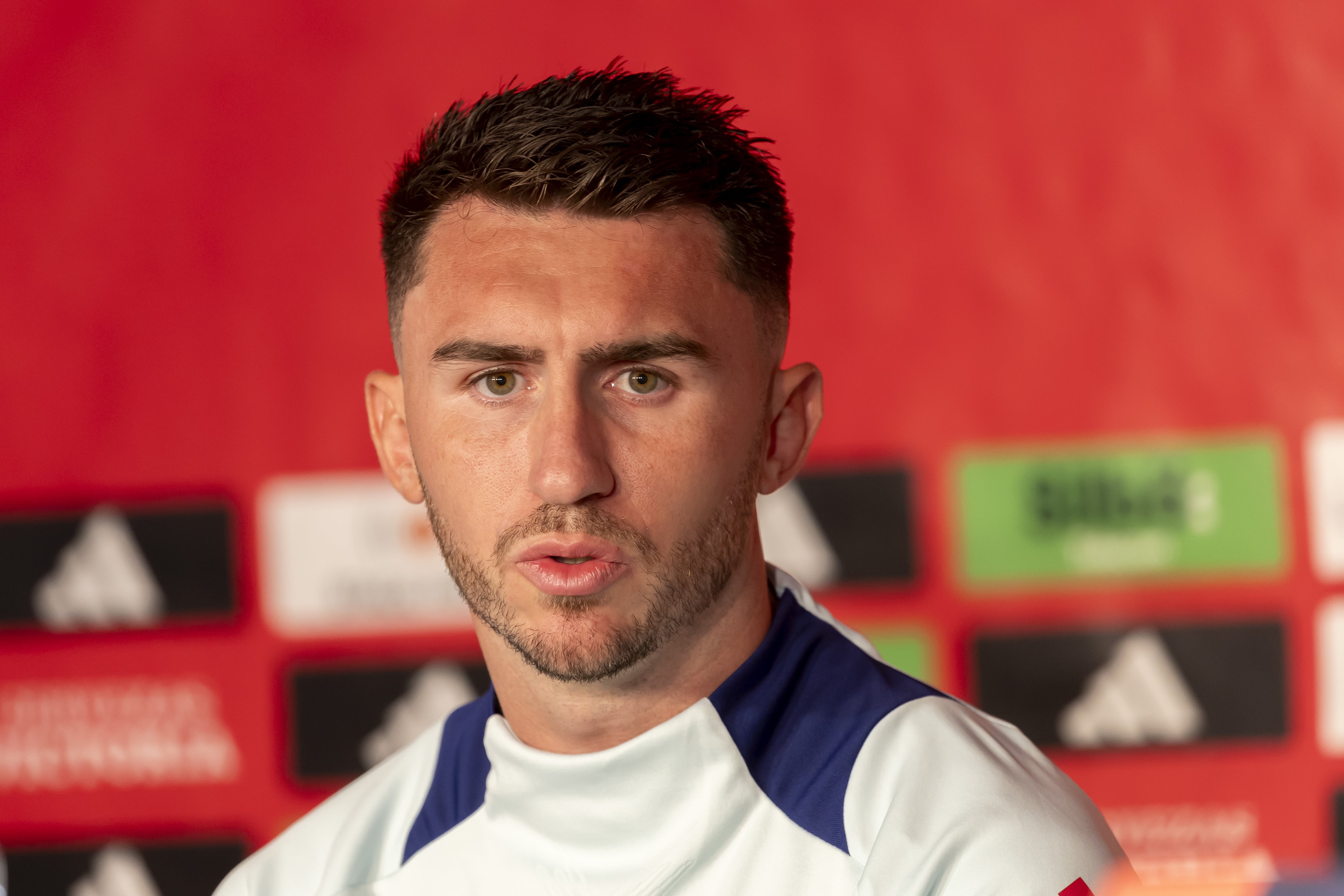 Aymeric Laporte, en rueda de prensa, en la previa del Suiza - España de la UEFA Nations League