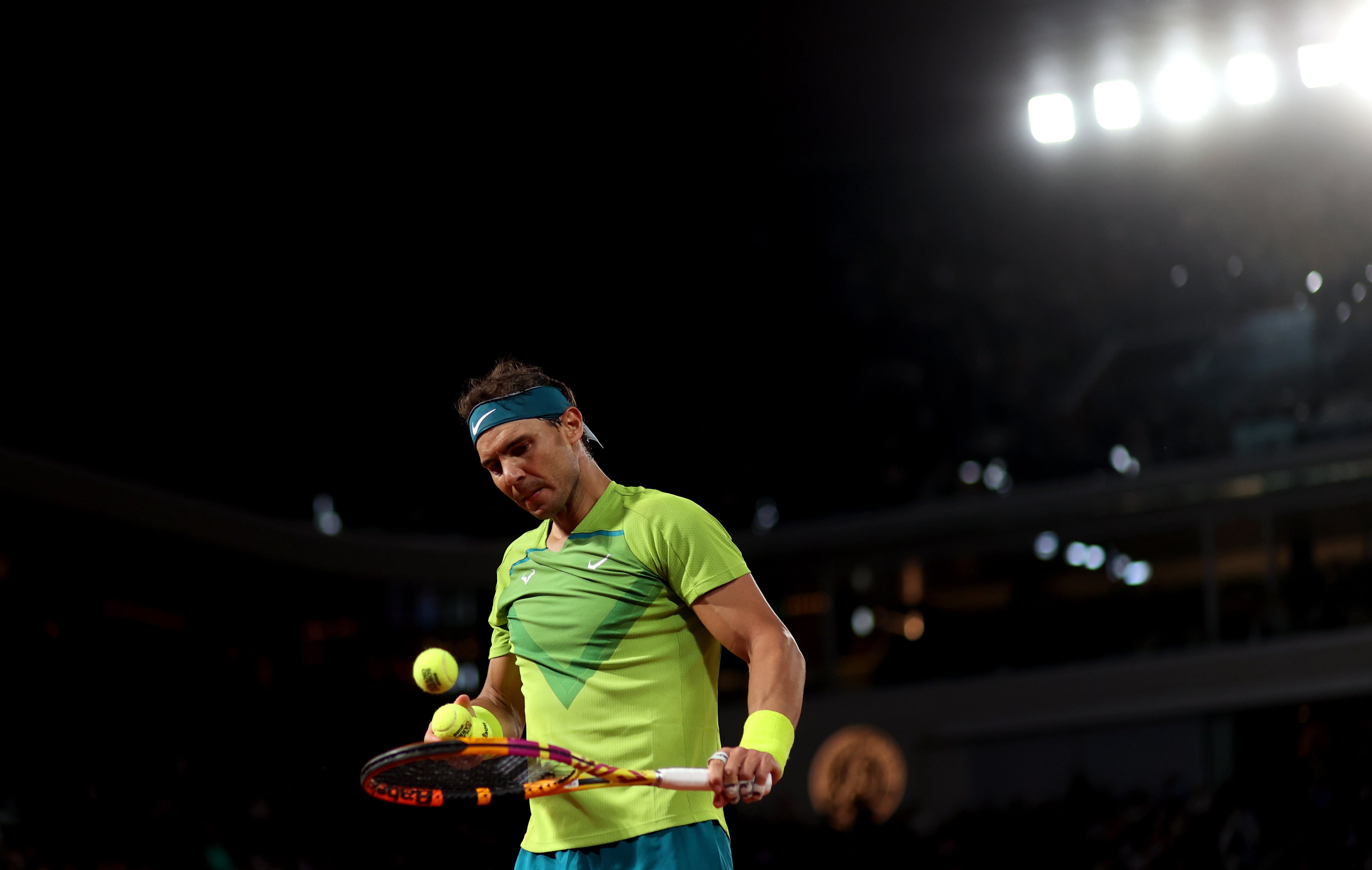 Nadal, durante el partido ante Djokovic de este martes.