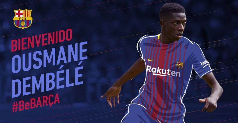 Imagen que ha utilizado el Barça para oficializar la llegada de Dembélé