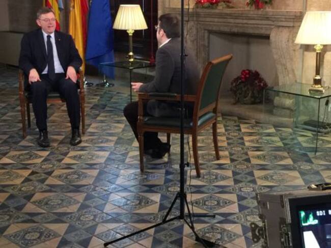 Momento de la entrevista grabada en el Palau de la Generalitat