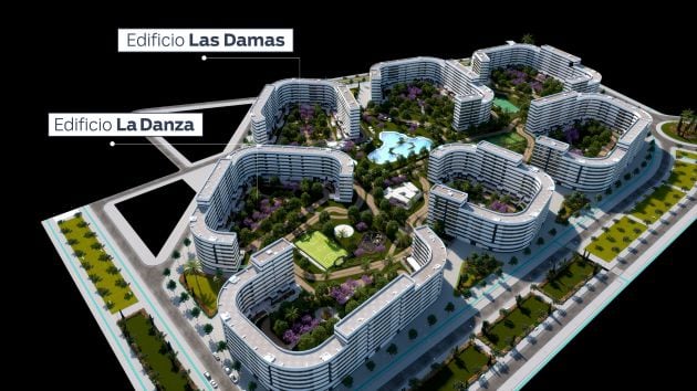 Recreación del proyecto completo Jardines Hacienda Rosario de AEDAS Homes en Sevilla