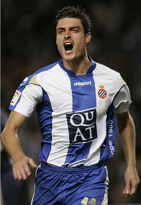 Riera celebra un gol con la camiseta del Espanyol