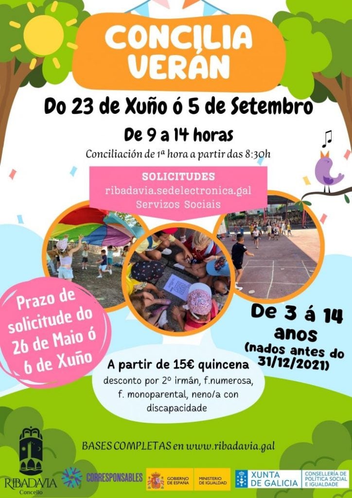 Cartaz do programa &quot;Concilia no verán&quot; de Ribadavia.