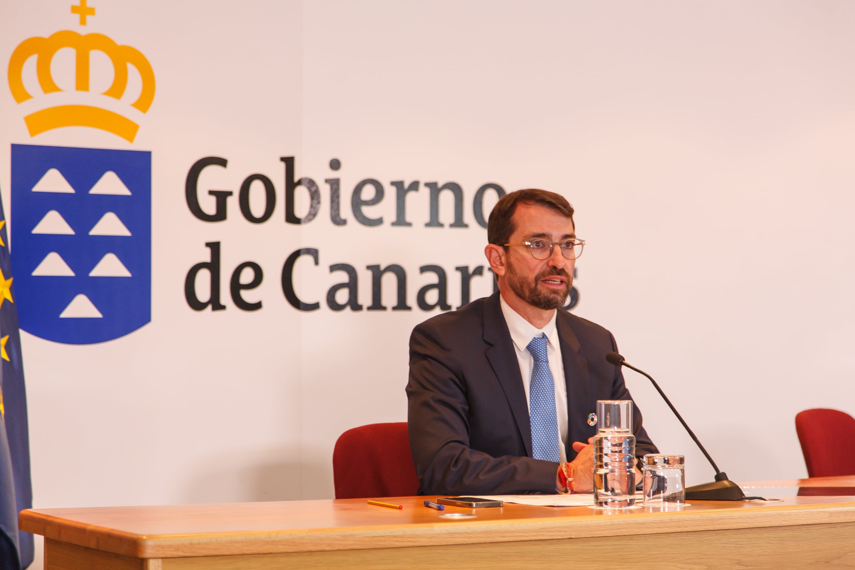 Antonio Olivera, viceconsejero de la Presidencia del Gobierno de Canarias, durante la rueda de prensa tras la celebración del Consejo de Gobierno