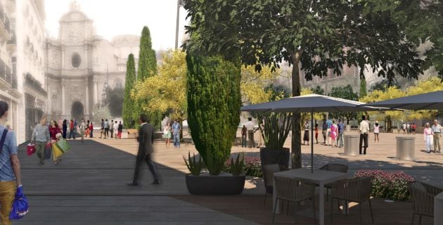 Figuración virtual de uno de los laterales de la futura plaza de la Reina