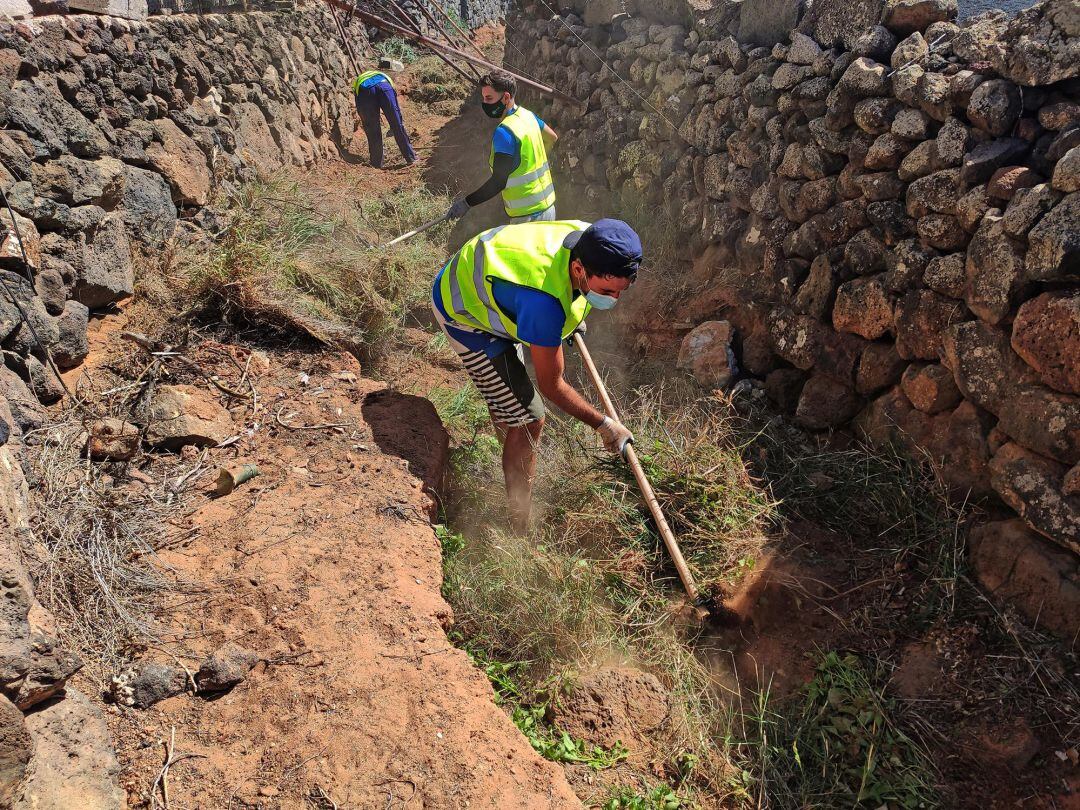 Labores de acondicionamiento del barranco de Teseguite.